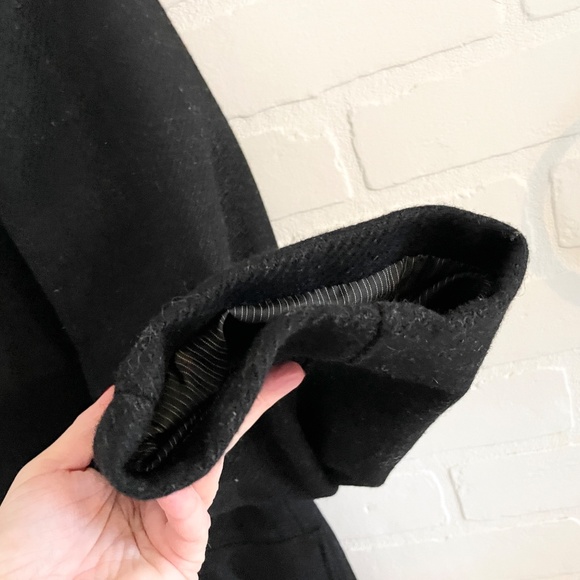 Vintage Bosco Men’s dress coat Pea coat Pockets Black Charcoal Wool blend Sz 42 - Picture 7 of 13